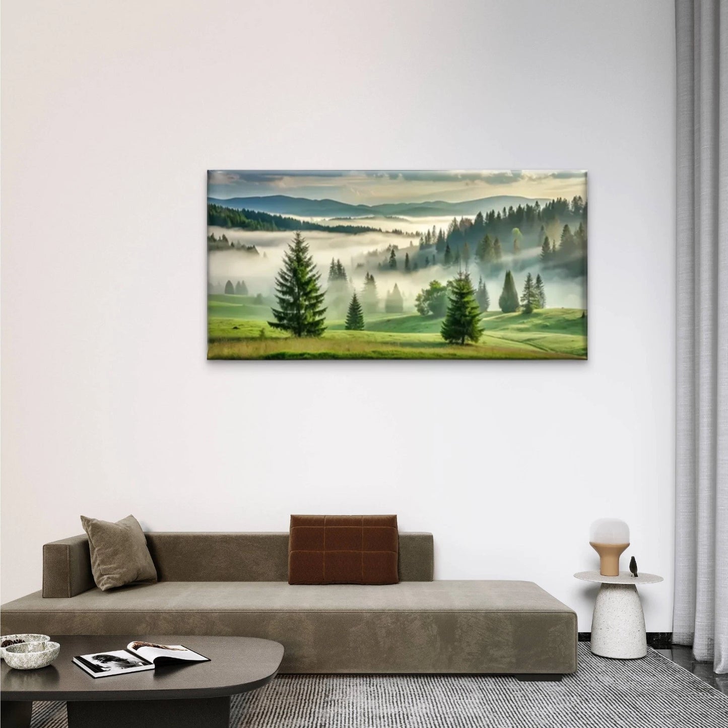 Beautiful Mountain View Fog Wall Art Canvas Office Home Room Framed 120x60cm