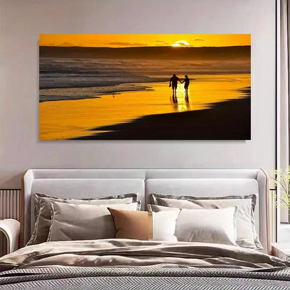 Romantic Sunset Beach Aesthetic Wall Art Canvas Office Home Room Framed 120x60cm - Bella Home Decor