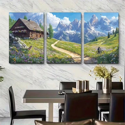 3pcs Alpine Meadows with Wild Orchids Metal Print Ready to Hang Art - Bella Home Decor