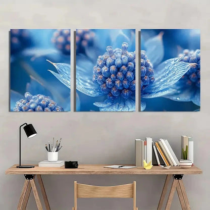3pcss Sea Holly Blue Floral Design Beach House Metal Print Ready to Hang Art - Bella Home Decor