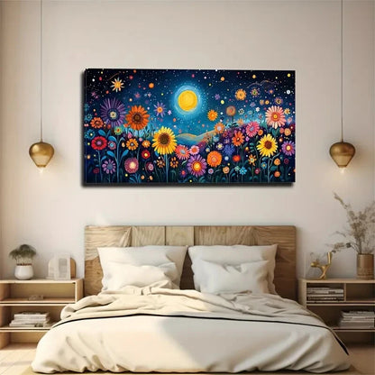 Vibrant Under Stars Design Wall Art Canvas Office Home Room Framed 120x60cm - Bella Home Decor