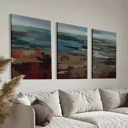 3pcs Mid Century Modern Sage Green Canvas Unframed - High Quality Print 100% Australian Made Wall Canvas