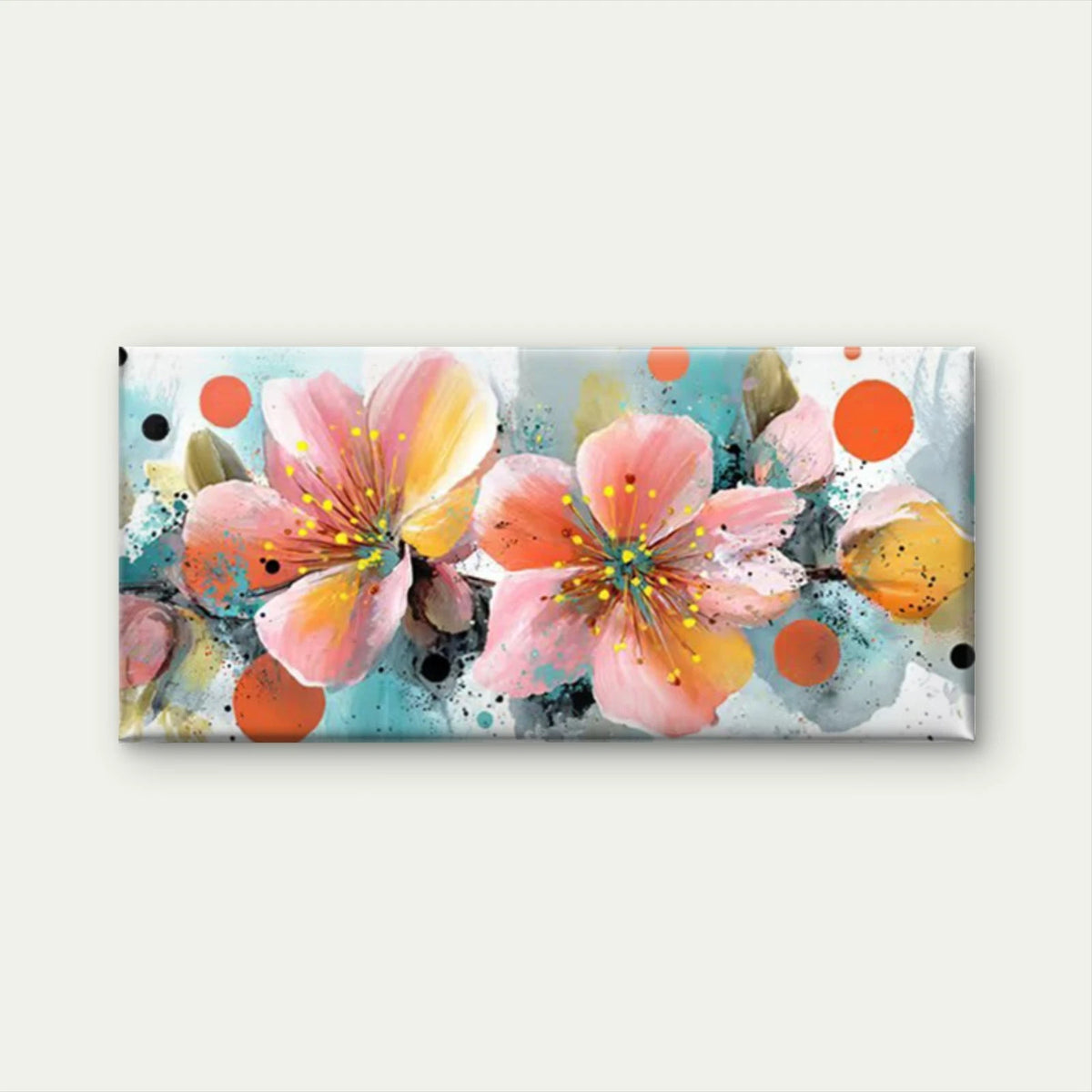 Floral Vibrant Multicolor Wall Art Canvas Office Home Room Framed 120x60cm