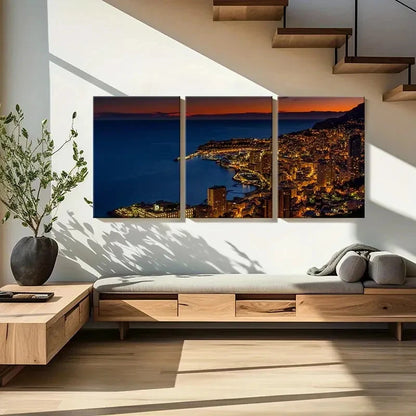3pcs City Scenery Night Scene Coastline  Wall Art Set Canvas Framed 60x90cm - High Quality Print 100% Australian Made Wall Canvas Ready to Hang - Bella Home Decor