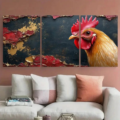 3pcs Rustic Realistic Chicken Vibrant Farm Animal Metal Print Ready to Hang Art - Bella Home Decor