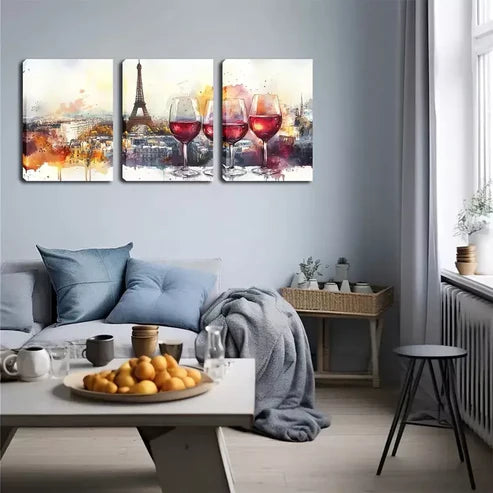 3pcs Refreshing, with The Paris Iron Tower Wall Art Canvas Unframed - High Quality Print 100% Australian Made Wall Canvas