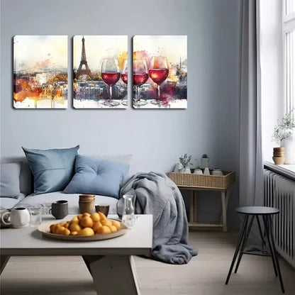3pcs Refreshing, with The Paris Iron Tower Wall Art Canvas Unframed - High Quality Print 100% Australian Made Wall Canvas