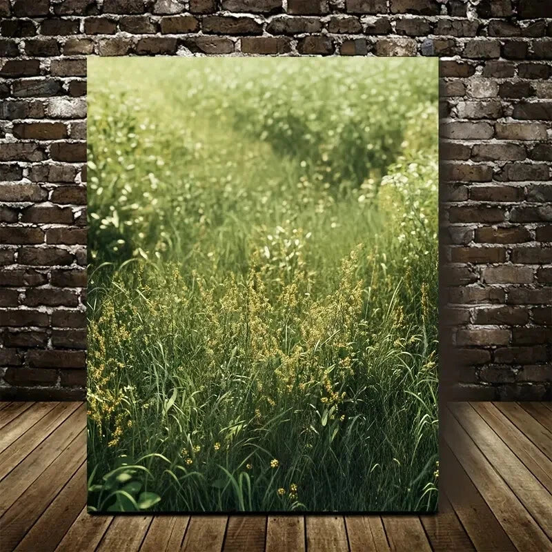 Green Lemon Grassland Painting 40x60cm Metal Print Ready to Hang - Bella Home Decor