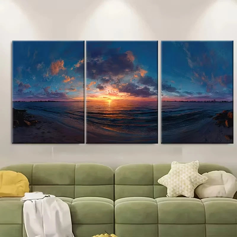3pcs Sunrise & Sea Landscapes Metal Print Ready to Hang Art