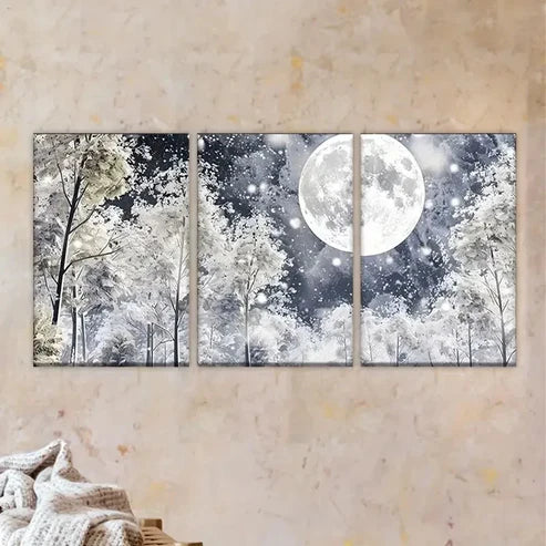 3pcs forest with full moon Wall Art Set Canvas Unframed - High Quality Print 100% Australian Made Wall Canvas