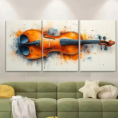 3pcs Abstract Violin Watercolour Metal Print Ready to Hang Art - Bella Home Decor
