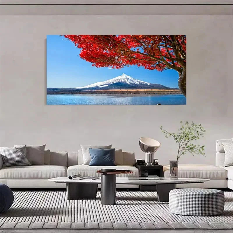 Snowy Mountain & Lake View Wall Art Canvas Office Home Room Framed 120x60cm - Bella Home Decor