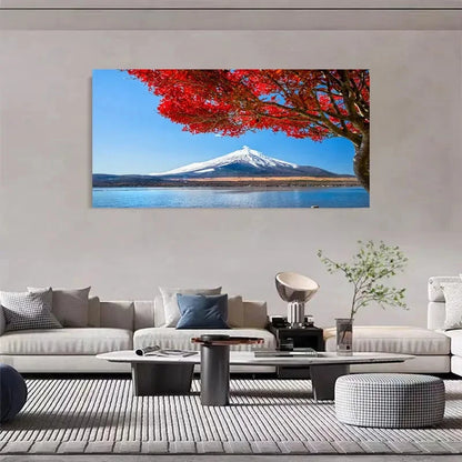 Snowy Mountain & Lake View Wall Art Canvas Office Home Room Framed 120x60cm - Bella Home Decor