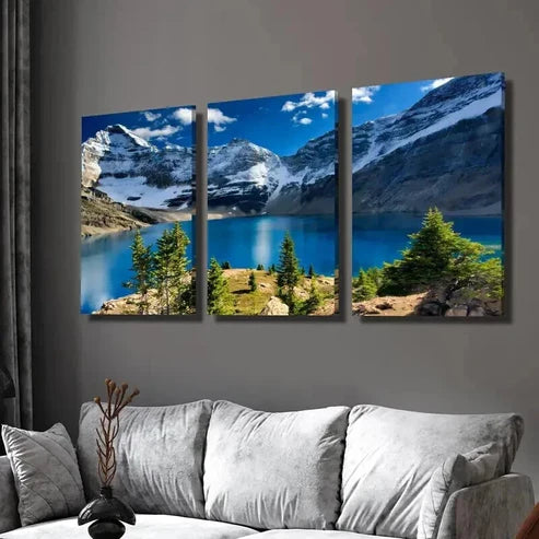 3pcs Tranquil Lakes & Majestic Mountains  Wall Art Set Canvas Unframed - High Quality Print 100% Australian Made Wall Canvas