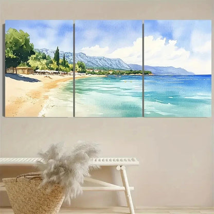 3pcs Zlatni Rat Croatia Wall Art Set Canvas Framed 60x90cm - High Quality Print 100% Australian Made Wall Canvas Ready to Hang - Bella Home Decor