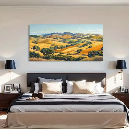 Abstract Yellow Mountain Décor Wall Art Canvas Office Home Room Framed 120x60cm