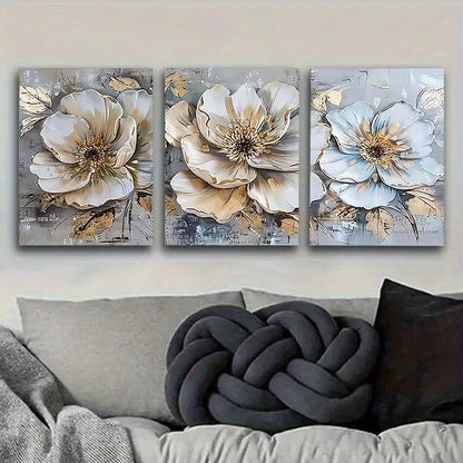 3pcs Delicate Flower Wall Art Set Canvas Framed 50x70cm - High Quality Print 100% Australian Made Wall Canvas Ready to Hang - Bella Home Decor