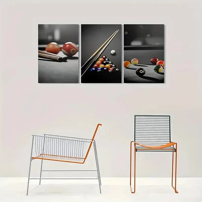 3pcs Pool Table Billiards Ball Wall Art Set Canvas Framed 60x90cm - High Quality Print 100% Australian Made Wall Canvas Ready to Hang