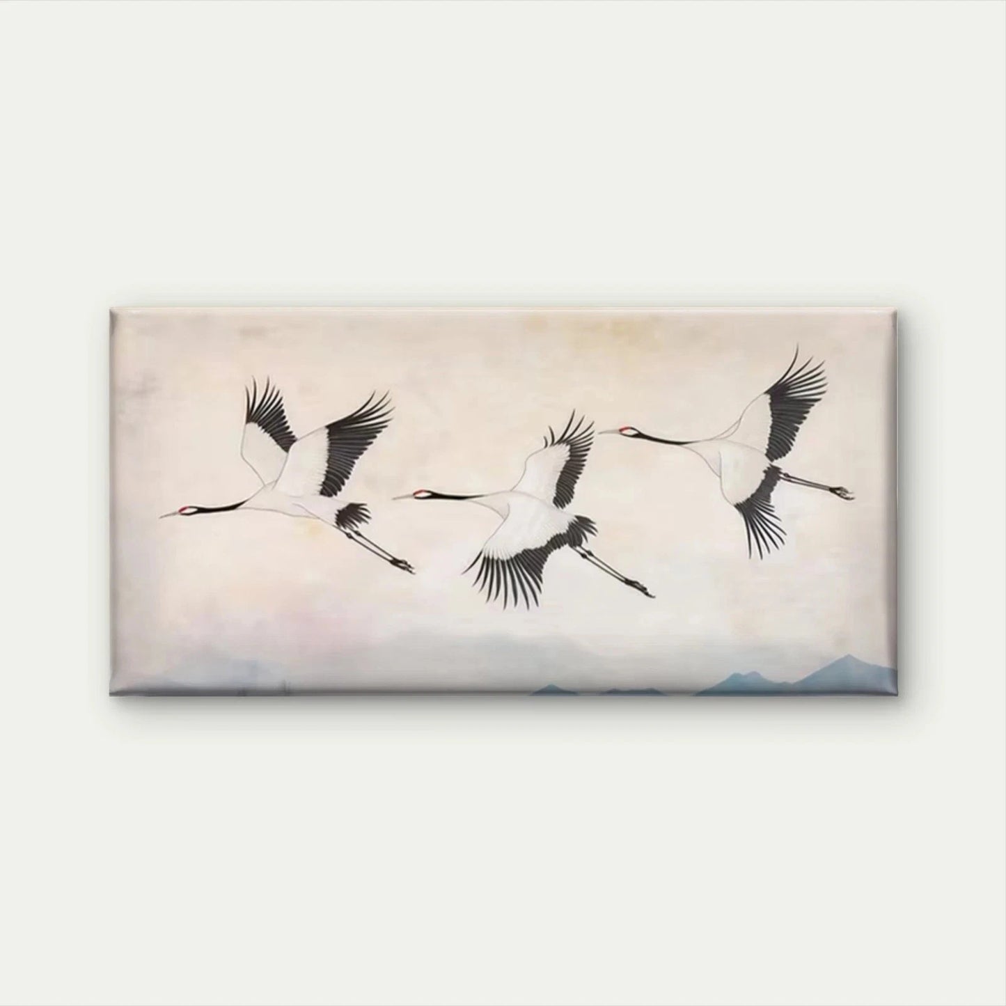 Korean Inspired Flying Cranes Wall Art Canvas Office Home Room Framed 120x60cm