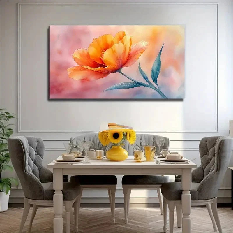 Vibrant Orange Poppy Nature Wall Art Canvas Office Home Room Framed 120x60cm