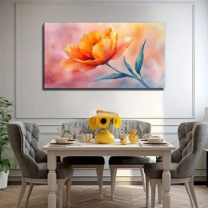 Vibrant Orange Poppy Nature Wall Art Canvas Office Home Room Framed 120x60cm