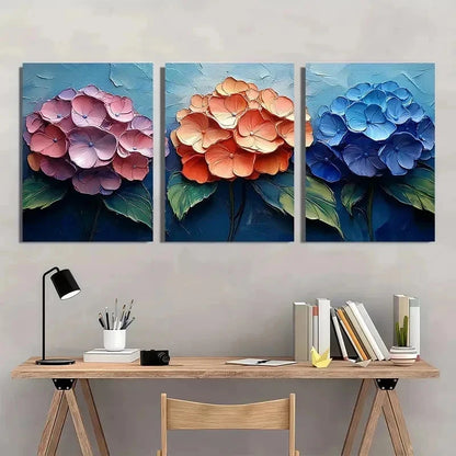 3pcs Orange & Purple Flowers Vibrant Perfect Wall Art Set Canvas Framed 50x70cm - High Quality Print 100% Australian Made Wall Canvas Ready to Hang - Bella Home Decor