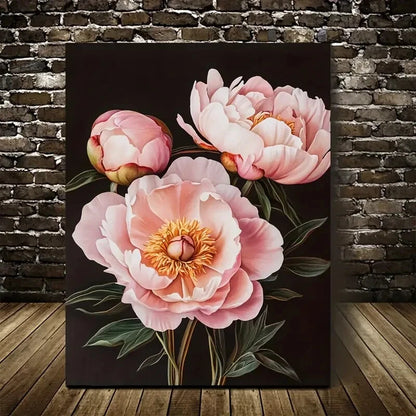 Beautiful Vibrant Pink Peonies Floral Painting 40x60cm Metal Print Ready to Hang - Bella Home Decor