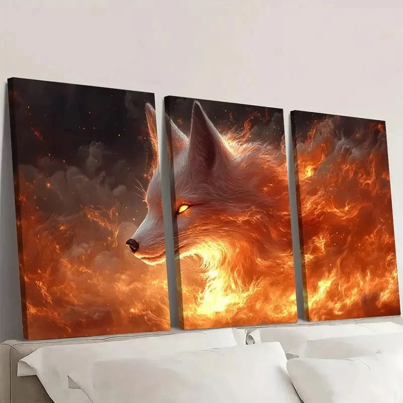 3pcs Anime Nine-Tailed Fox I  Wall Art Set Canvas Framed 60x90cm - High Quality Print 100% Australian Made Wall Canvas Ready to Hang - Bella Home Decor