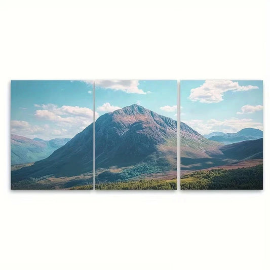 3pcs Mountain Landscape Scottish Highlands Wall Art Set Canvas Framed 50x70cm - High Quality Print 100% Australian Made Wall Canvas Ready to Hang