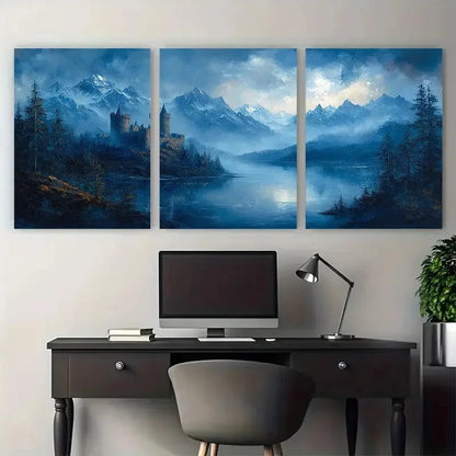 3pcs Scottish Castle Romantic Misty Scene Metal Print Ready to Hang Art - Bella Home Decor