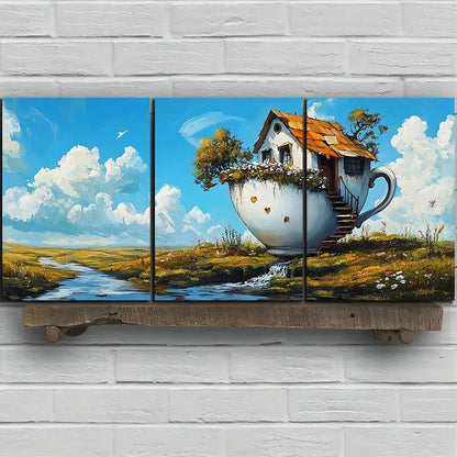 3pcs The Room on The Cup White Clouds Metal Print Ready to Hang Art - Bella Home Decor