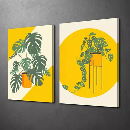 2pcs Painting, Minimalism, Bohemian Style, Vector Art Canvas Framed 50x75cm - High Quality Print 100% Australian Made Wall Canvas Ready to Hang - Bella Home Decor