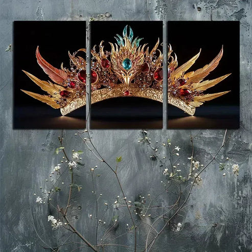 3pcs Decorative Crown Wall Art Canvas Unframed - High Quality Print 100% Australian Made Wall Canvas - Bella Home Decor