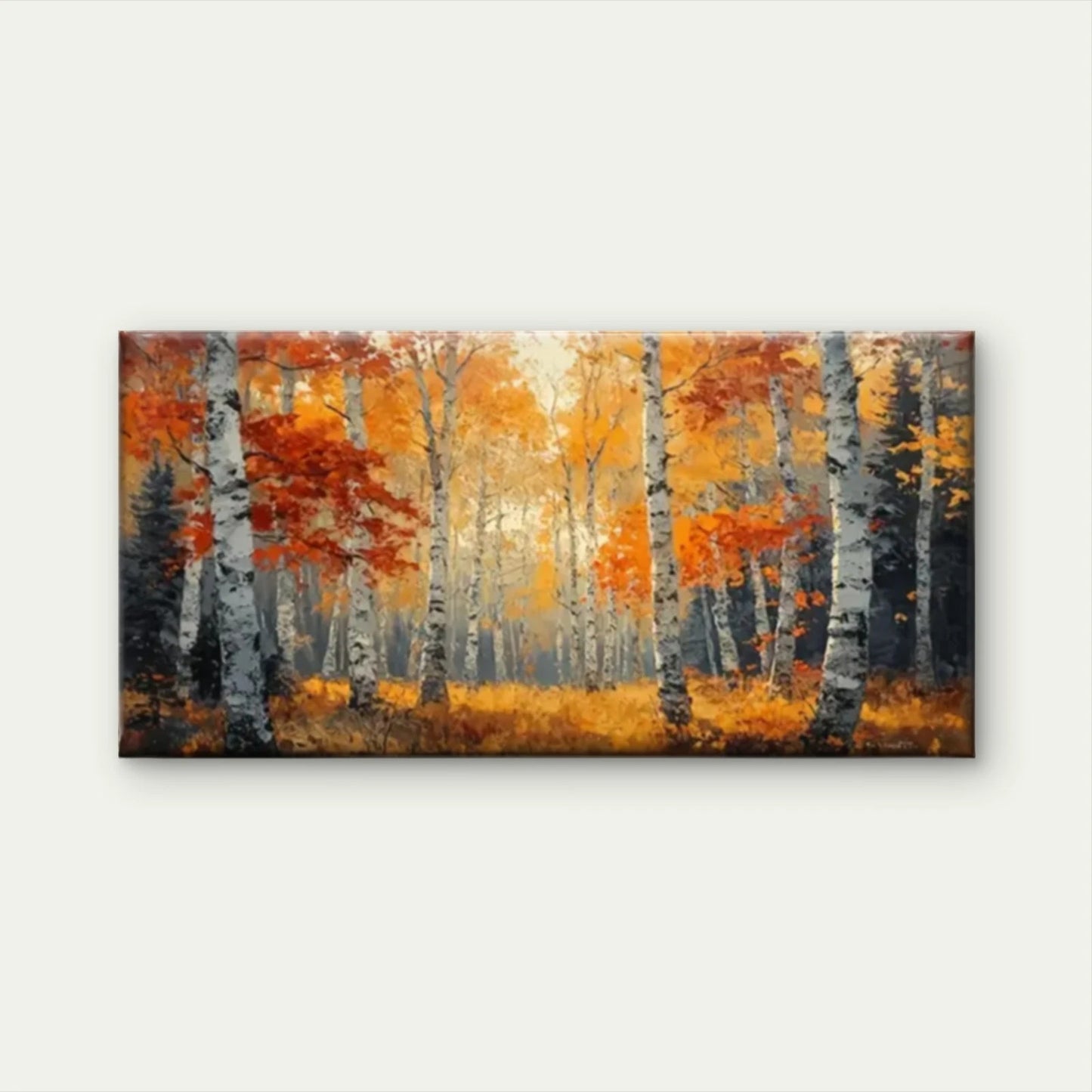 Forest Yellow Leaves Autumn Wall Art Canvas Office Home Room Framed 120x60cm