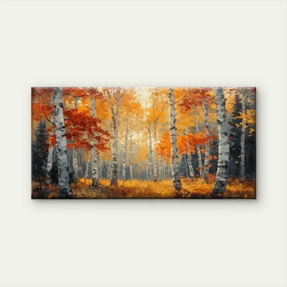 Forest Yellow Leaves Autumn Wall Art Canvas Office Home Room Framed 120x60cm