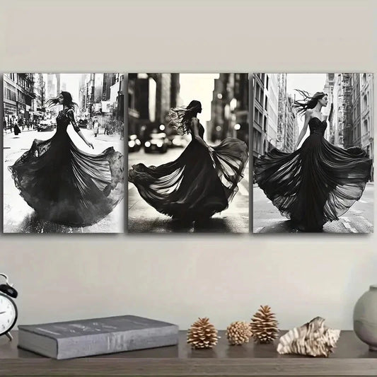 3pcs A model Art Painting Luxurious Metal Print Ready to Hang Art