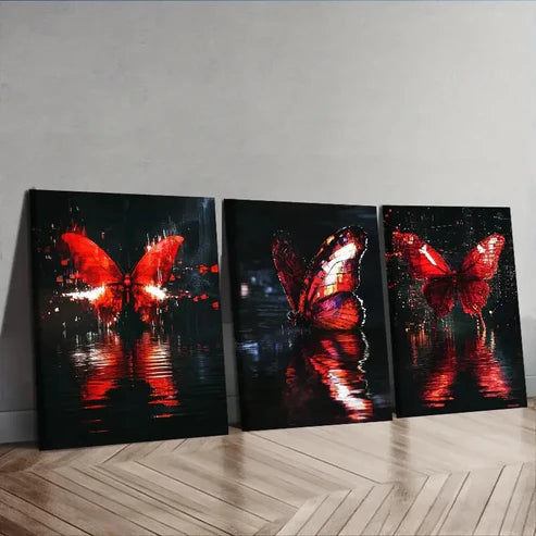 3pcs Featuring Butterfly-Themed Wall Art Set Canvas Unframed - High Quality Print 100% Australian Made Wall Canvas