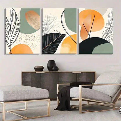 3pcs Abstract Botanical Geometric Shapes Perfect Wall Art Canvas Unframed – High Quality Print 100% Australian Made Wall Canvas - Bella Home Decor