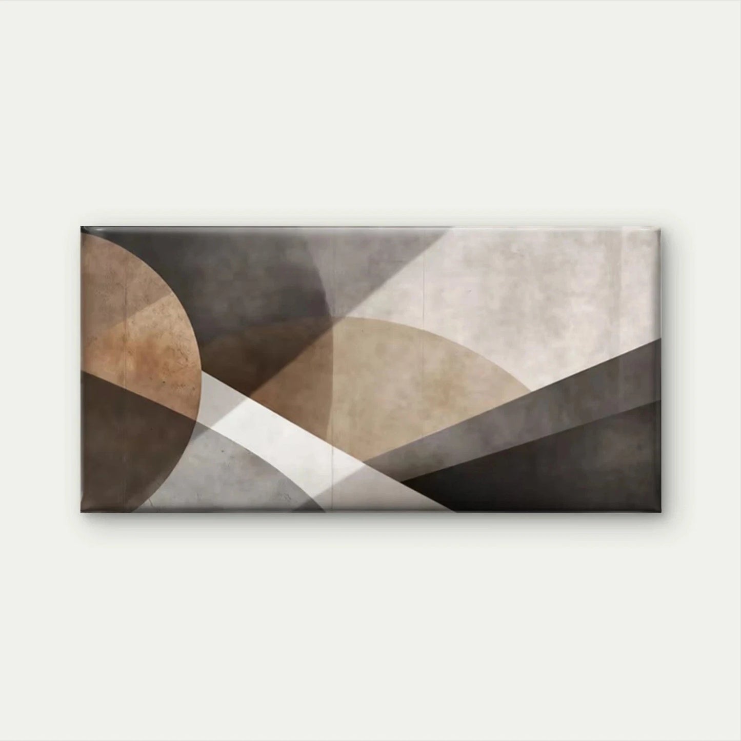 Abstract Geometric Beige Brown Wall Art Canvas Office Home Room Framed 120x60cm