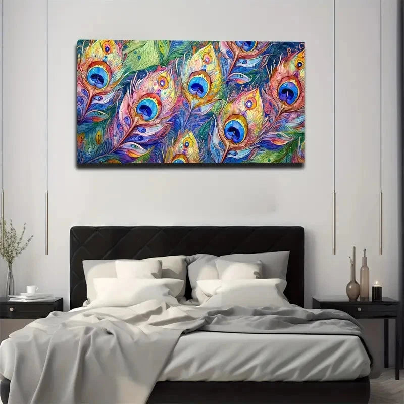 Style Peacock Coat Wall Art Canvas Office Home Room Framed 120x60cm