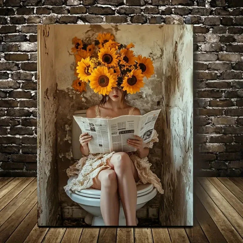 Beautiful Sunflower Theme Contemporary Painting  40x60cm Metal Print Ready to Hang - Bella Home Decor