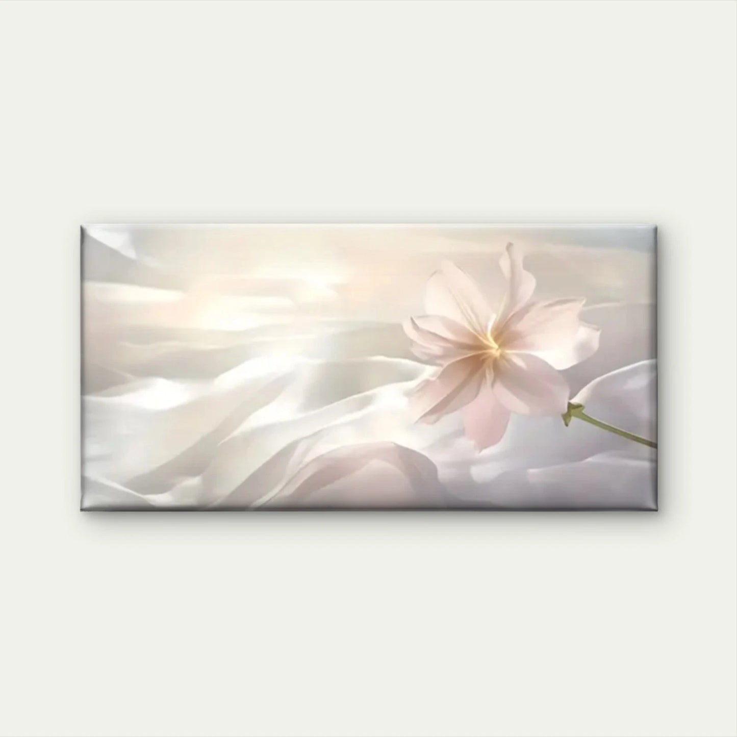 Flowers White Abstract Wall Art Canvas Office Home Room Framed 120x60cm
