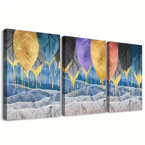 3pcs Abstract Leaf Landscape Wall Art Canvas Unframed - High Quality Print 100% Australian Made Wall Canvas - Bella Home Decor