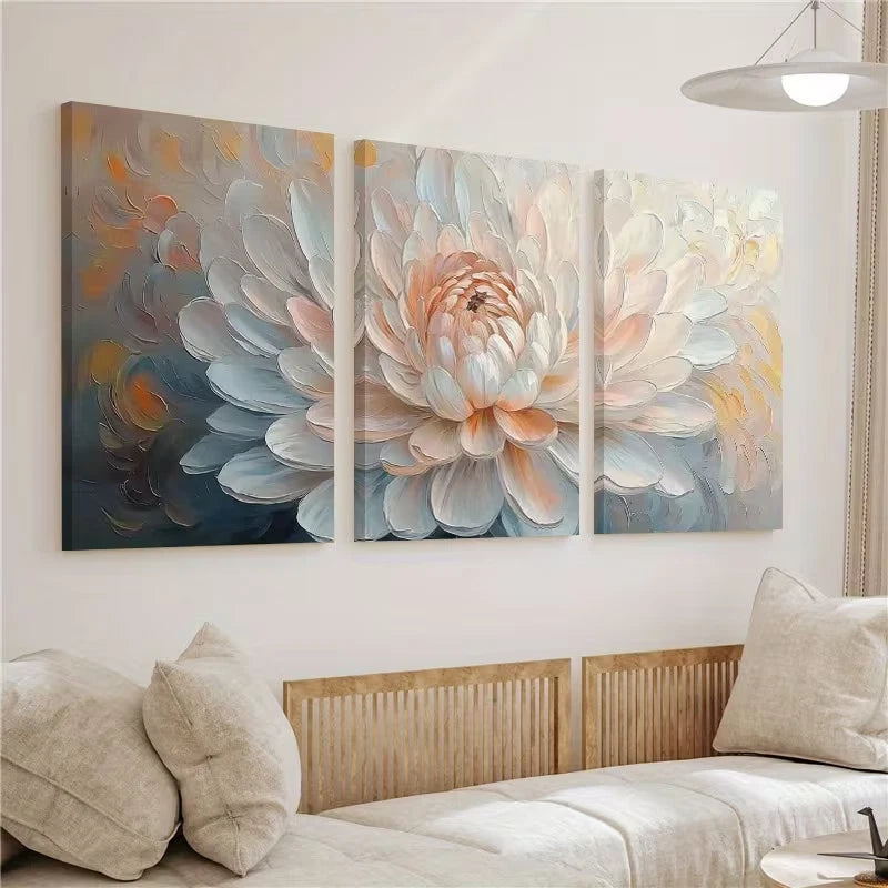 3pcs Abstract Floral Blooming Blossom Wall Art Set Canvas Framed 60x90cm – High Quality Print 100% Australian Made Wall Canvas Ready to Hang - Bella Home Decor