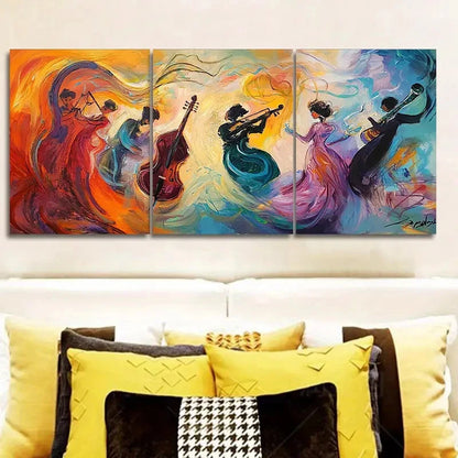 3pcs Colorful Abstract Musicians Painting Metal Print Ready to Hang Art - Bella Home Decor