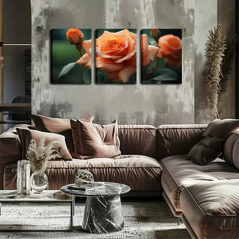3pcs Elegant And Attractive Roses Wall Art Set Canvas Unframed - High Quality Print 100% Australian Made Wall Canvas