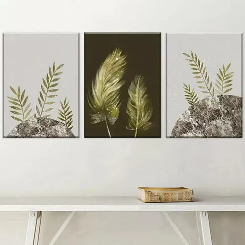 3pcs Modern Style Simple Natural Plant Leaf Canvas Unframed - High Quality Print 100% Australian Made Wall Canvas