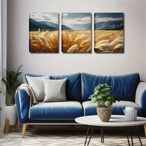 3pcs Good Luck Products, Autumn Weeds Wall Art Canvas Unframed - High Quality Print 100% Australian Made Wall Canvas - Bella Home Decor