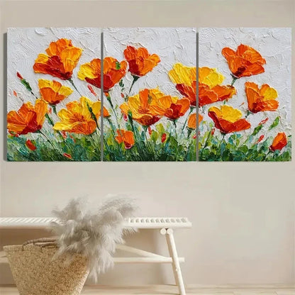3pcs Vibrant Orange Poppy Wall Art Set Canvas Framed 40x60cm - High Quality Print 100% Australian Made Wall Canvas Ready to Hang