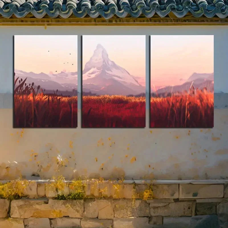 3pcs Snowy Mountain Peak Design Metal Print Ready to Hang Art - Bella Home Decor